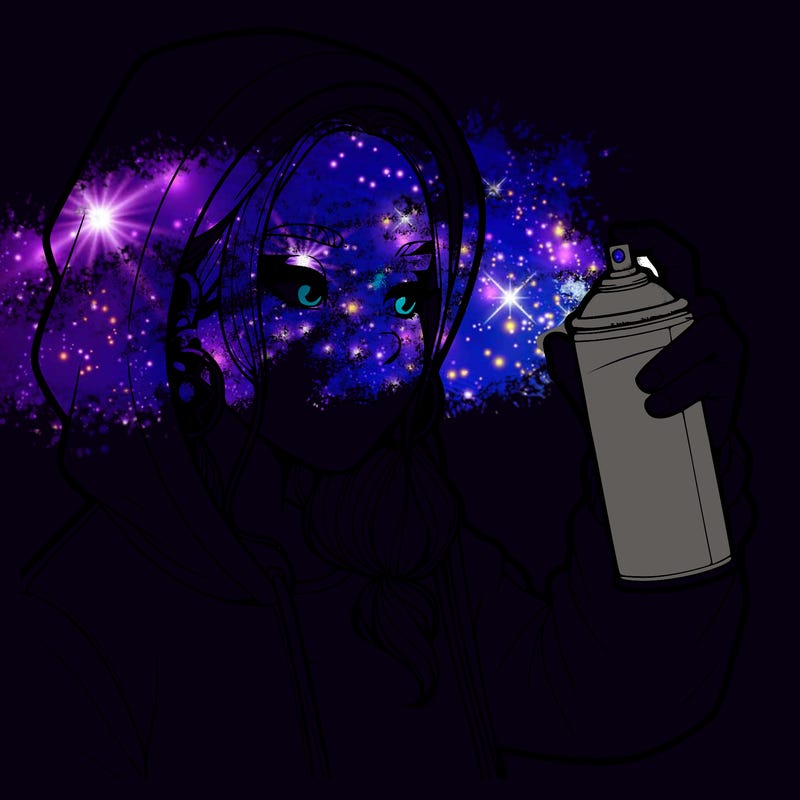 a realistic girl, spray painting