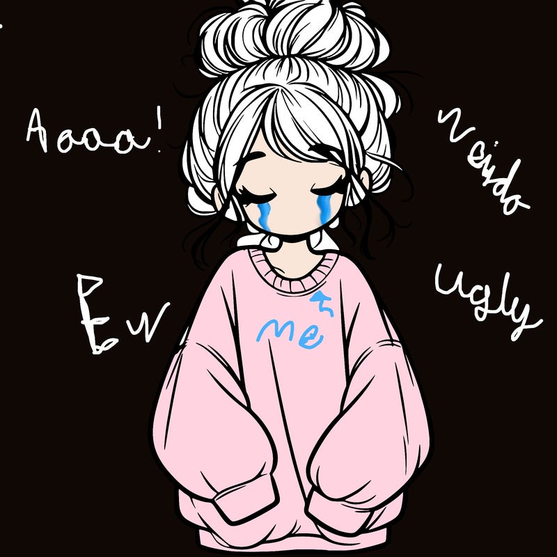 girl with baggy sweatshirt and messy bun