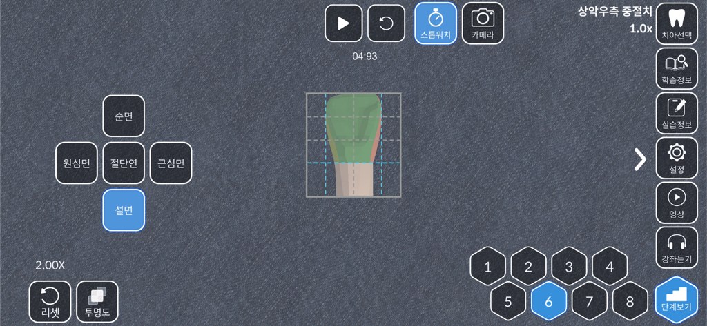 AR-D Morphology - AR-D Morphology app interface featuring a 3D tooth model and carving guide controls for dental students