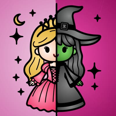 split princess and witch