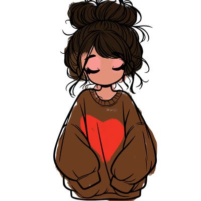 girl with baggy sweatshirt and messy bun