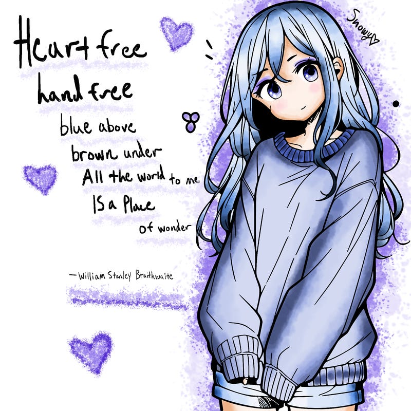 manga teen girl  in a sweater and baggy pants