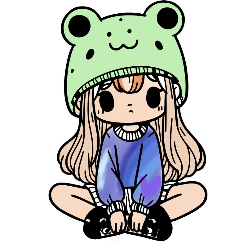 a girl wearing a frog hat and some frog socks
