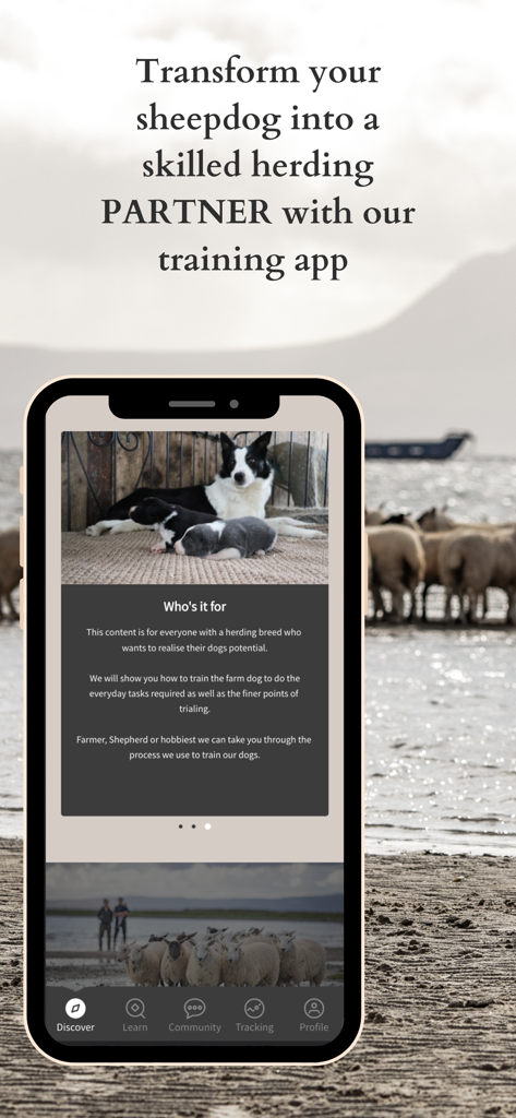 Sheepdog School - Introductory screen of the Sheepdog School app showing its herding dog training program for farmers and hobbyists
