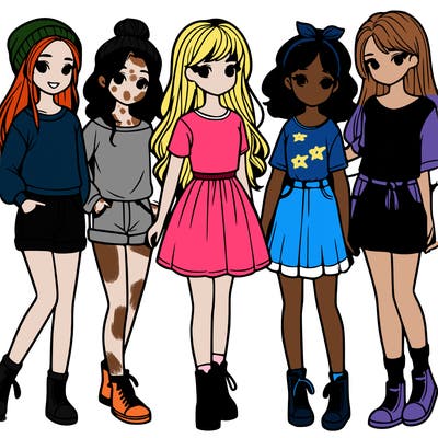 a group of five girls