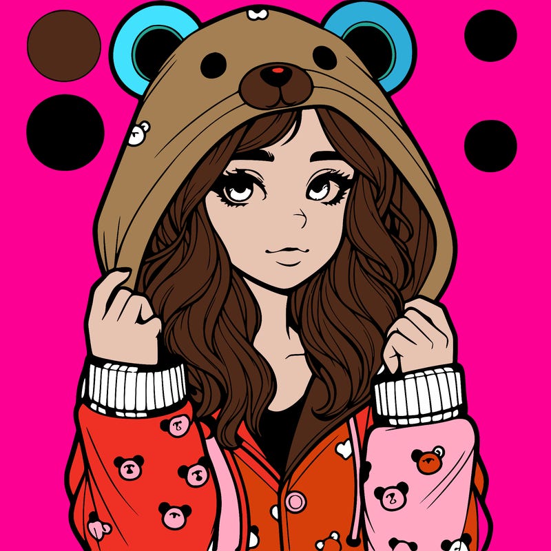 realistic girl in a animal pjs hoodie