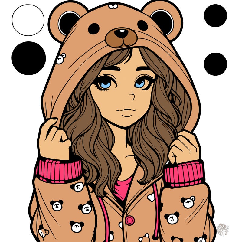 realistic girl in a animal pjs hoodie