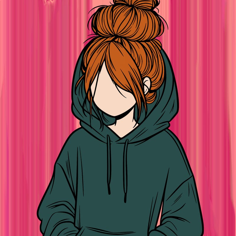 girl in oversized hoodie and messy bun
