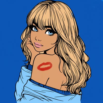 realistic girl with bangs looking over her shoulder