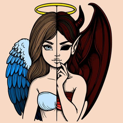 realistic angel half demon