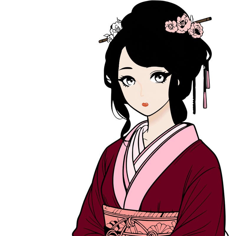 realistic beautiful japanese lady in traditional dress