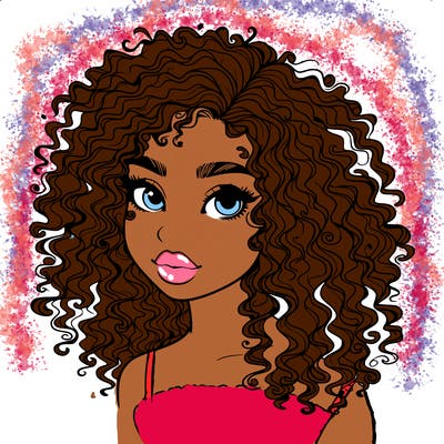 girl with curly hair realistic