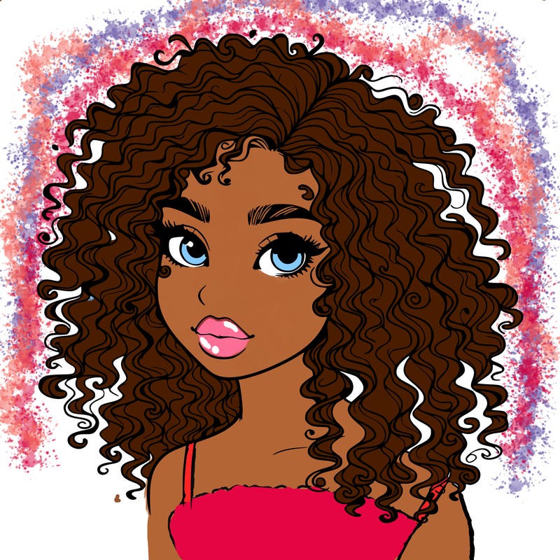 girl with curly hair realistic