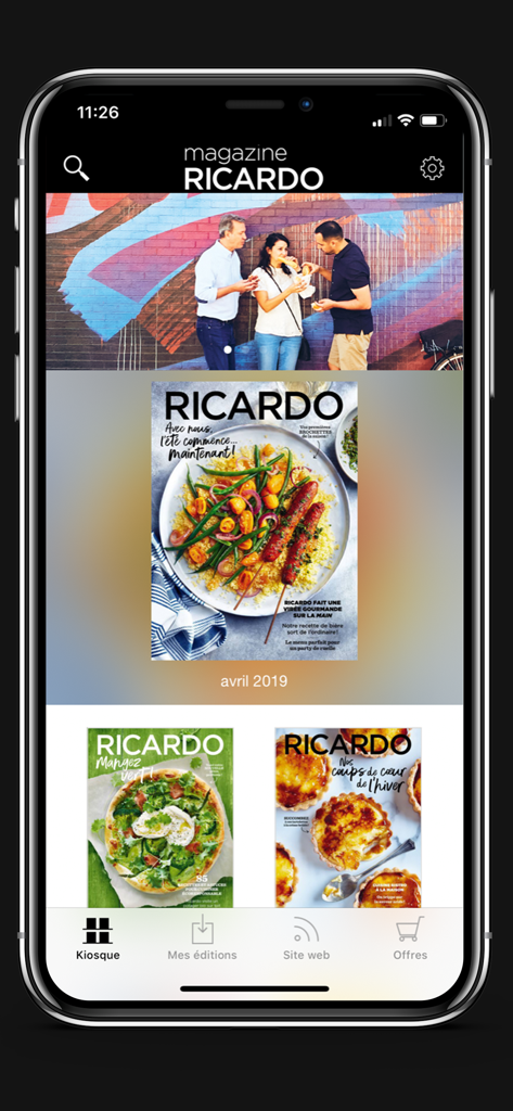 Magazine RICARDO - Digitale Kiosk-Ansicht der Magazin RICARDO App mit kulinarischen Magazin-Covern