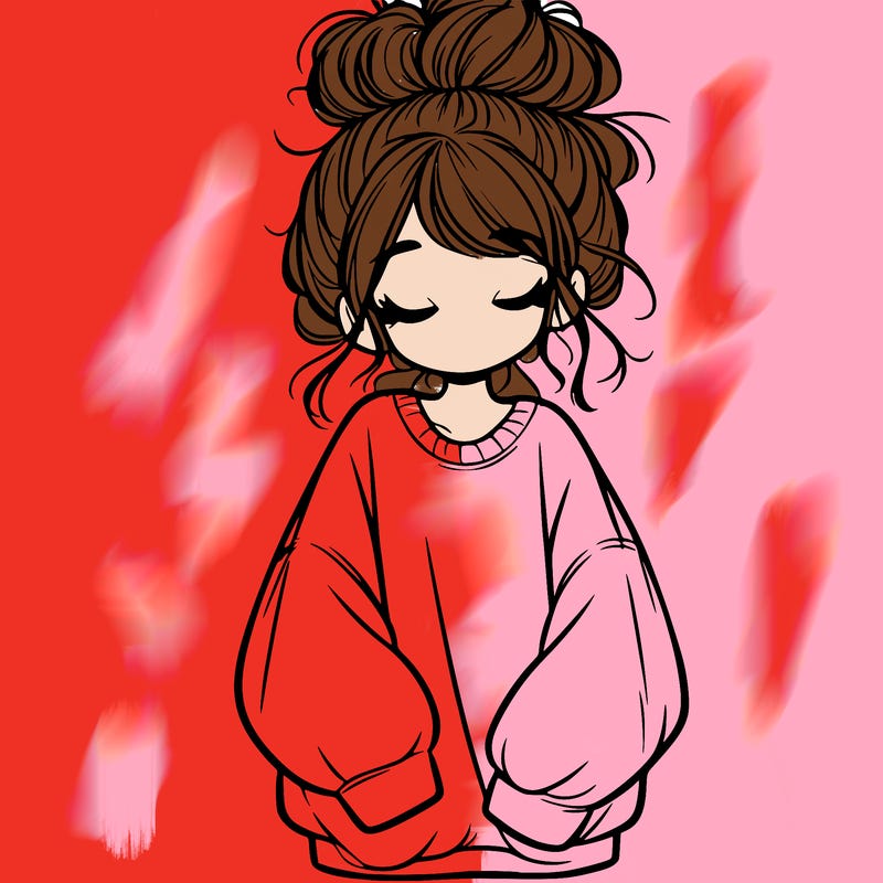 girl with baggy sweatshirt and messy bun