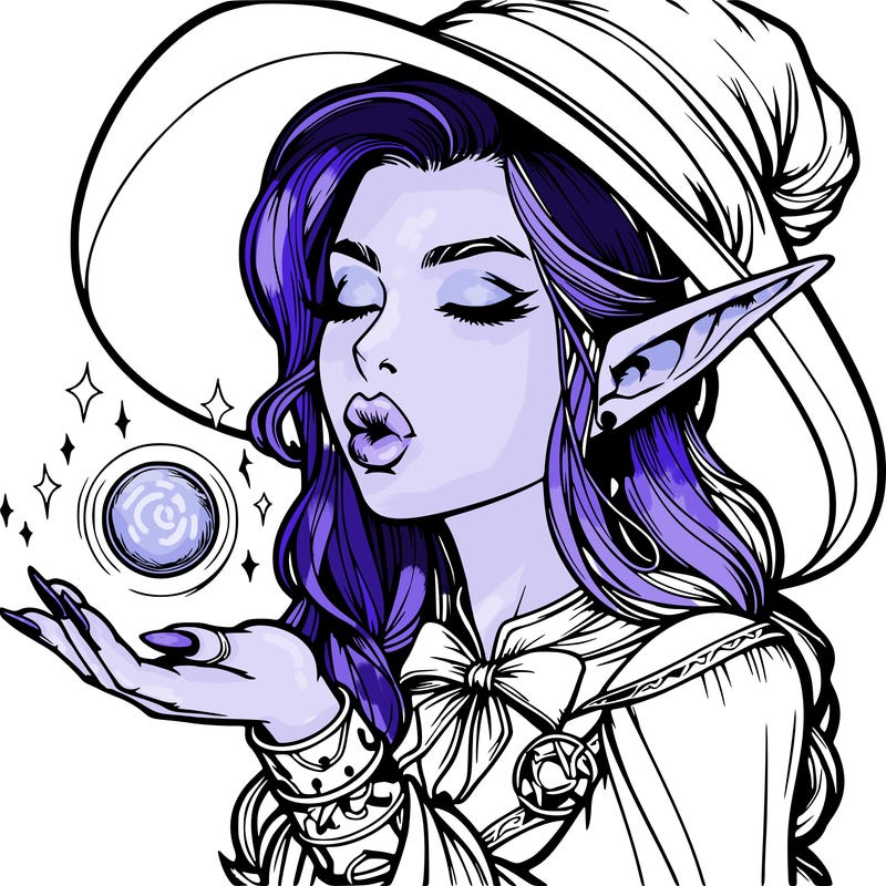 realistic elf casting a spell with lips