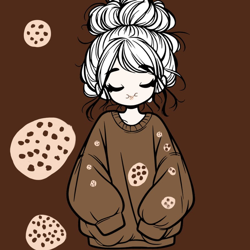 girl with baggy sweatshirt and messy bun