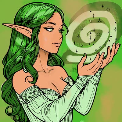 realistic elf girl doing magic