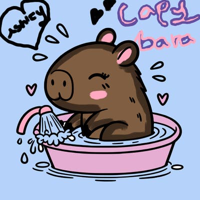capybara taking a bath