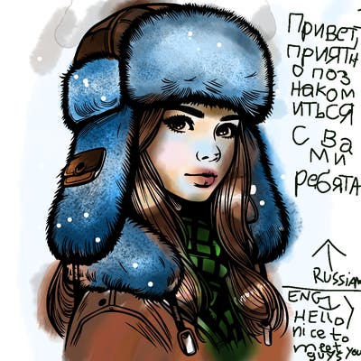 realistic girl with ushanka