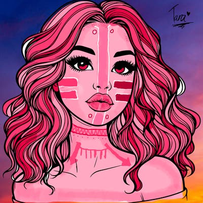 realistic girl with wavy hair and lips