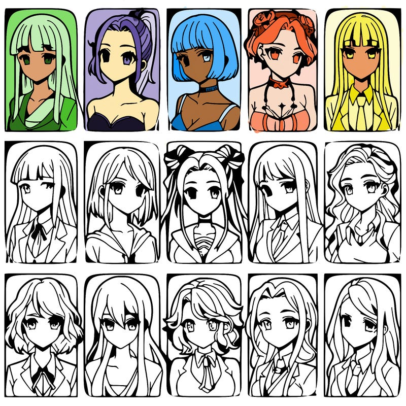 girls that look diffrent anime