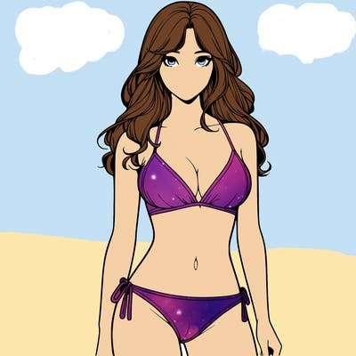 realistic girl with a revealing swimsuit