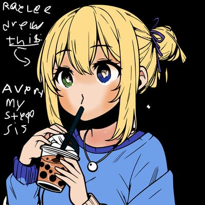 manga character drinking boba