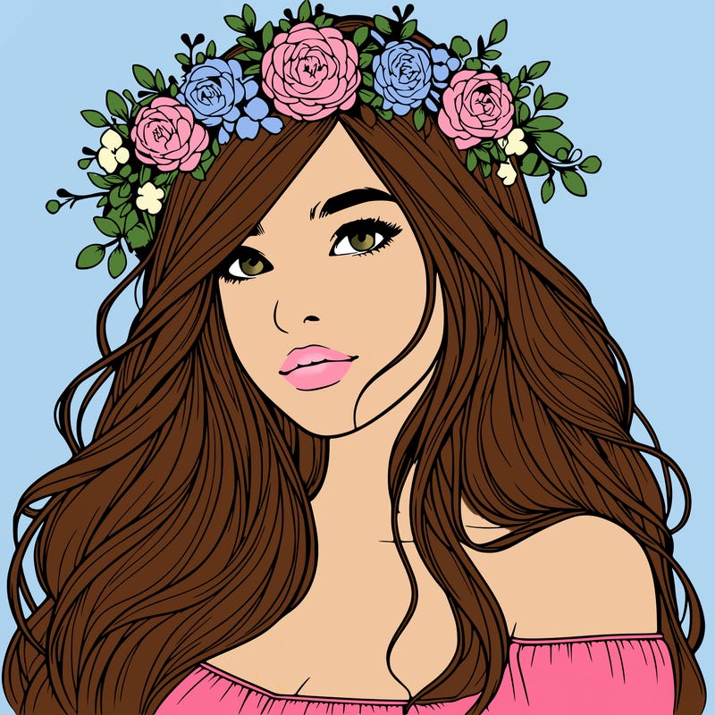 realistic girl with flower crown
