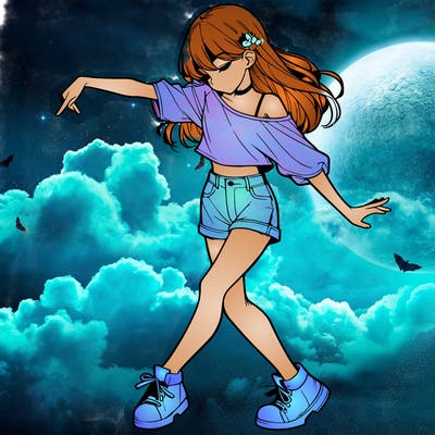 realistic girl danceing