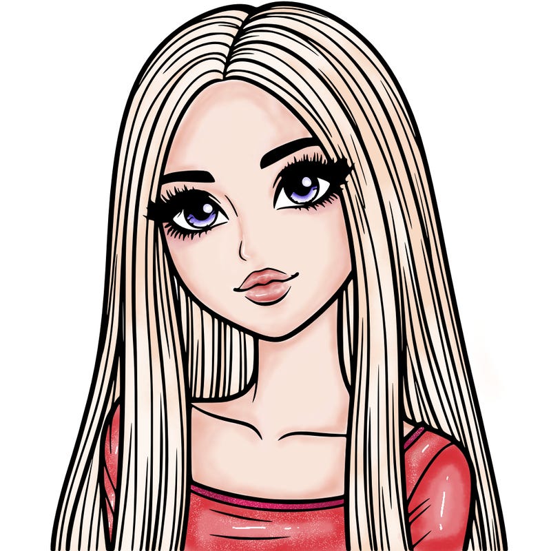 realistic girl with straight and long hair