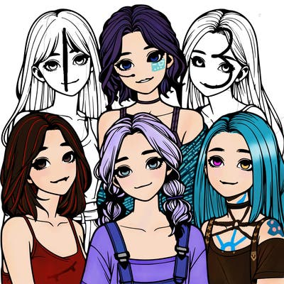 a group of girls realistic