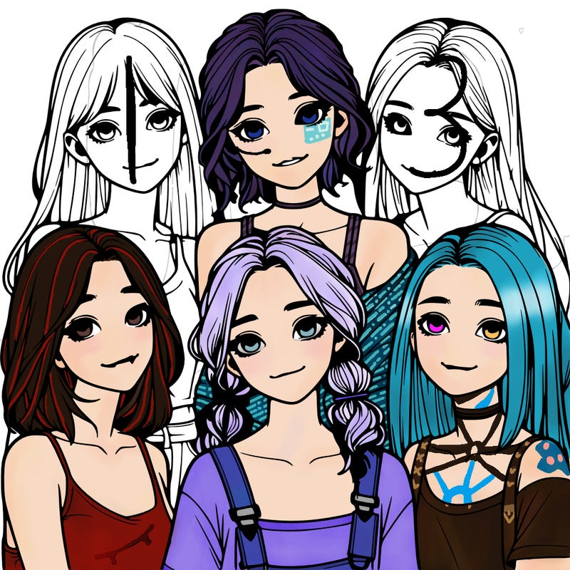 a group of girls realistic