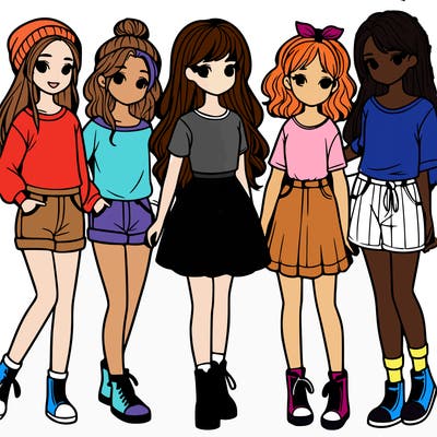 a group of five girls