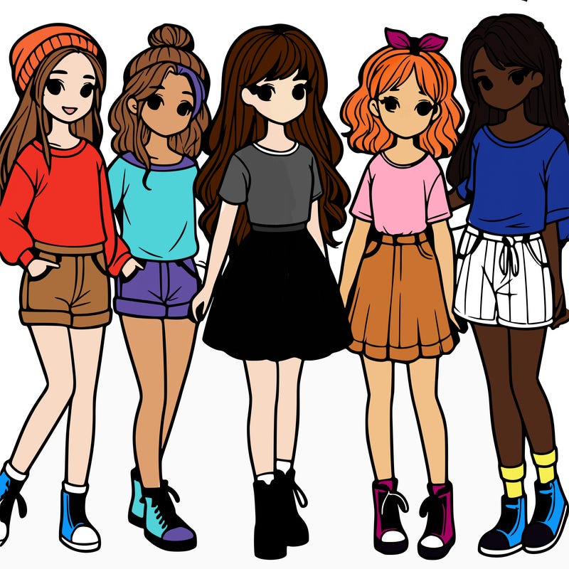 a group of five girls