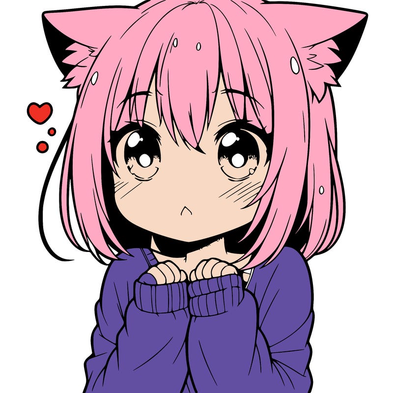 shy anime catgirl