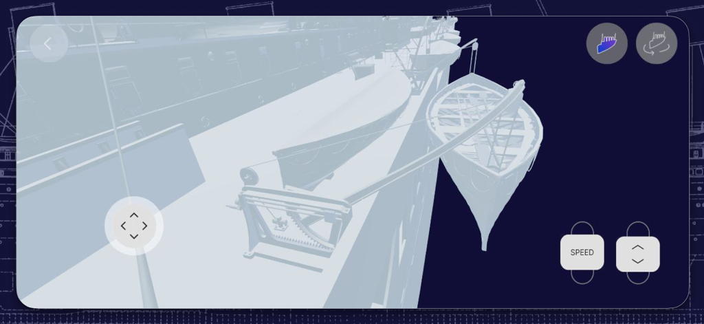 TITANIC MODEL - Close up 3D view of Titanic lifeboats and davits for historical modeling reference