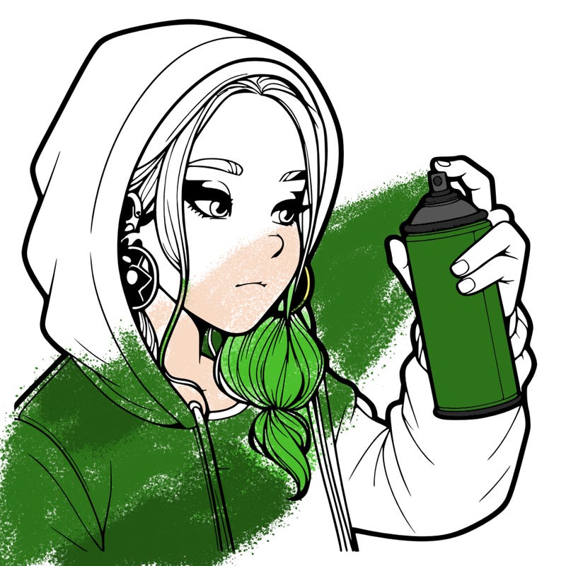 a realistic girl, spray painting
