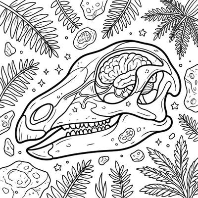 Embark on a fascinating prehistoric journey with this detailed Stegosaurus skull and brain coloring page. Discover the intricate anatomy of one of the most iconic dinosaurs as you bring this unique illustration to life with color.