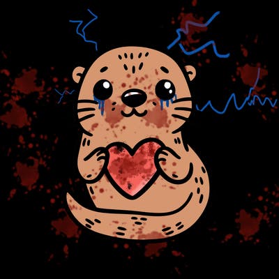 otter with a heart