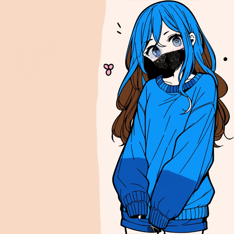 manga teen girl  in a sweater and baggy pants