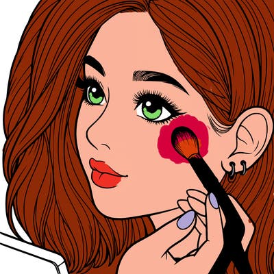 a realistic girl doing her makeup