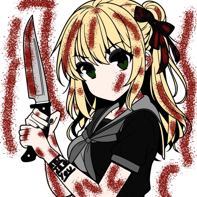 girl holding a knife anime