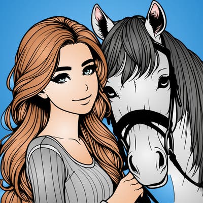 realistic girl with horse