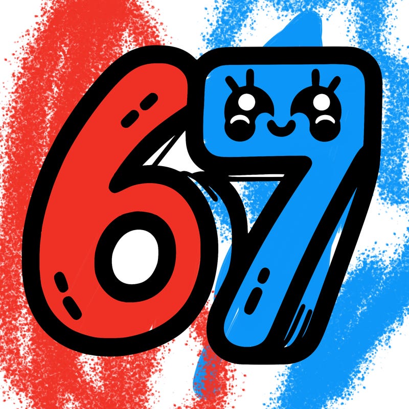 the numbers 67