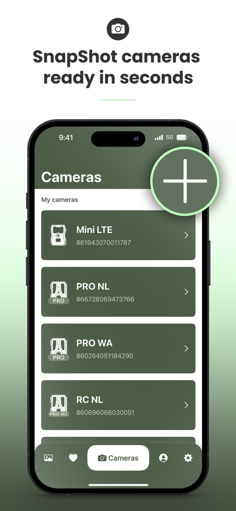 Dorr Cloud app interface showing a list of connected trail cameras