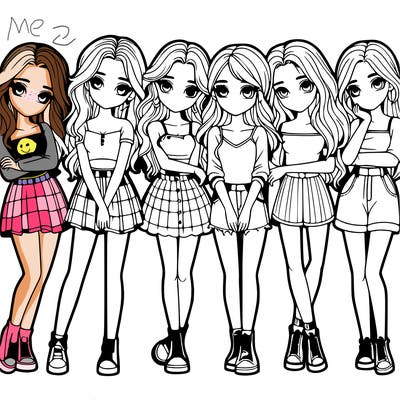 a group of girls realistic