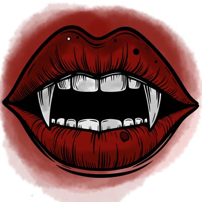 lips with vampire teeth