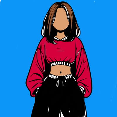 realistic girl faceless with baggy pants and a crop top