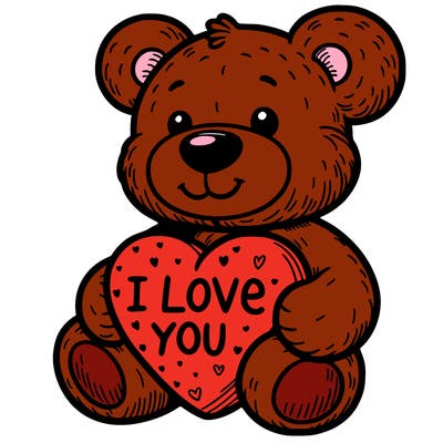 teddy bear holding an i love you heart